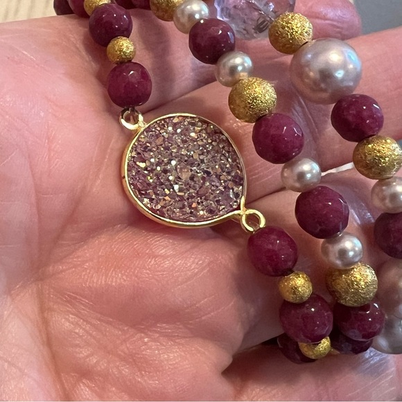 Beaded bracelets 3 strands. Stretchy stackable handmade - Picture 4 of 6